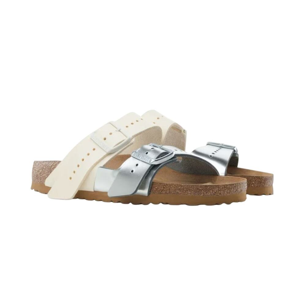 Rick Owens Birkenstock Arizona Leather Slides EU 38 US W 7 Milk / Silver